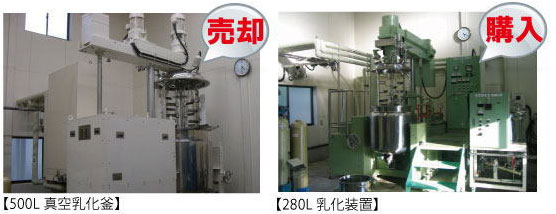お客様事例1 売却:500L真空乳化釜 購入:280乳化装置